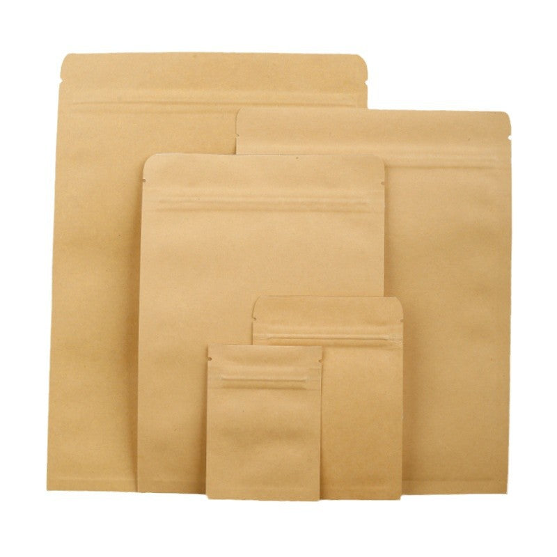 100 pcs Kraft Paper Food Packaging Flat Barrier Pouches