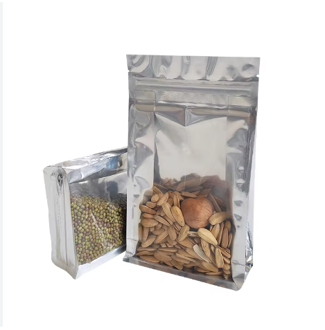 100 pcs Clear Front & Foil Back Quad Seal Bags | Durable