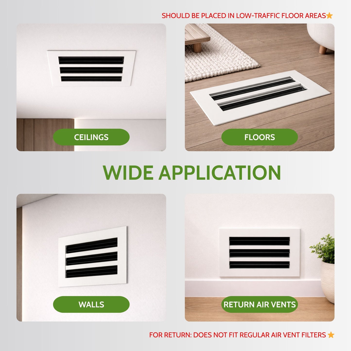 4x10 Air Vent Cover (Duct Opening) - White Aluminum Linear Slot Diffuser Type S
