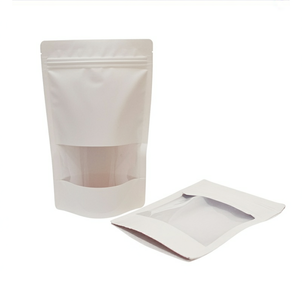 100 pcs Food & Snack Packaging, Kraft Paper, Clear Window