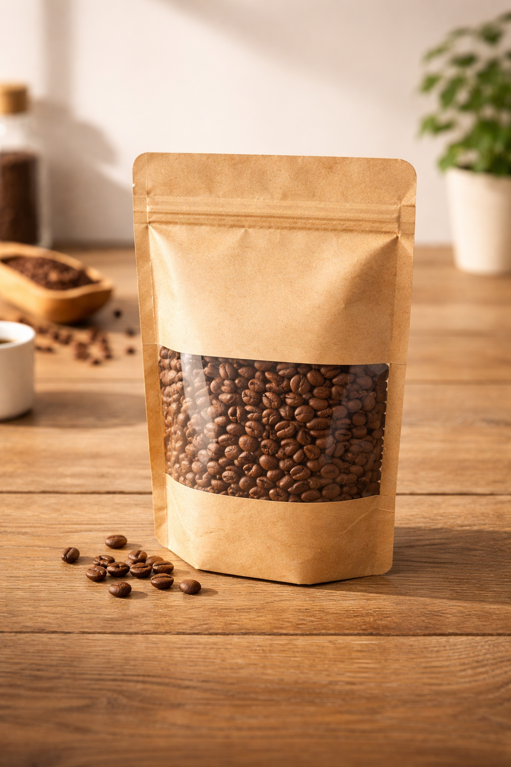 Custom Kraft Stand Up Pouches with Zipper | Food & Coffee