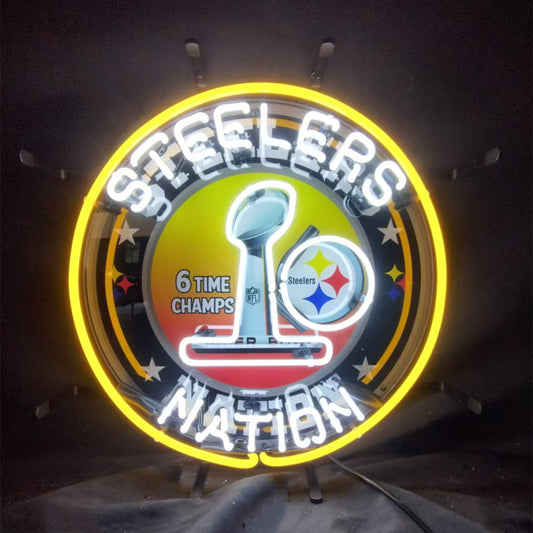 Pittsburgh Steelers Nation 6 Times Champion Neon Signs