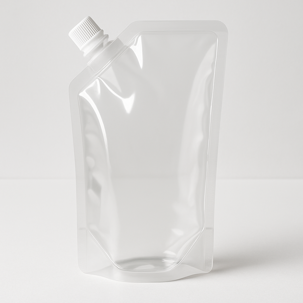 100 pcs Clear Angled Spout Pouches with 8.6 mm Small Cap