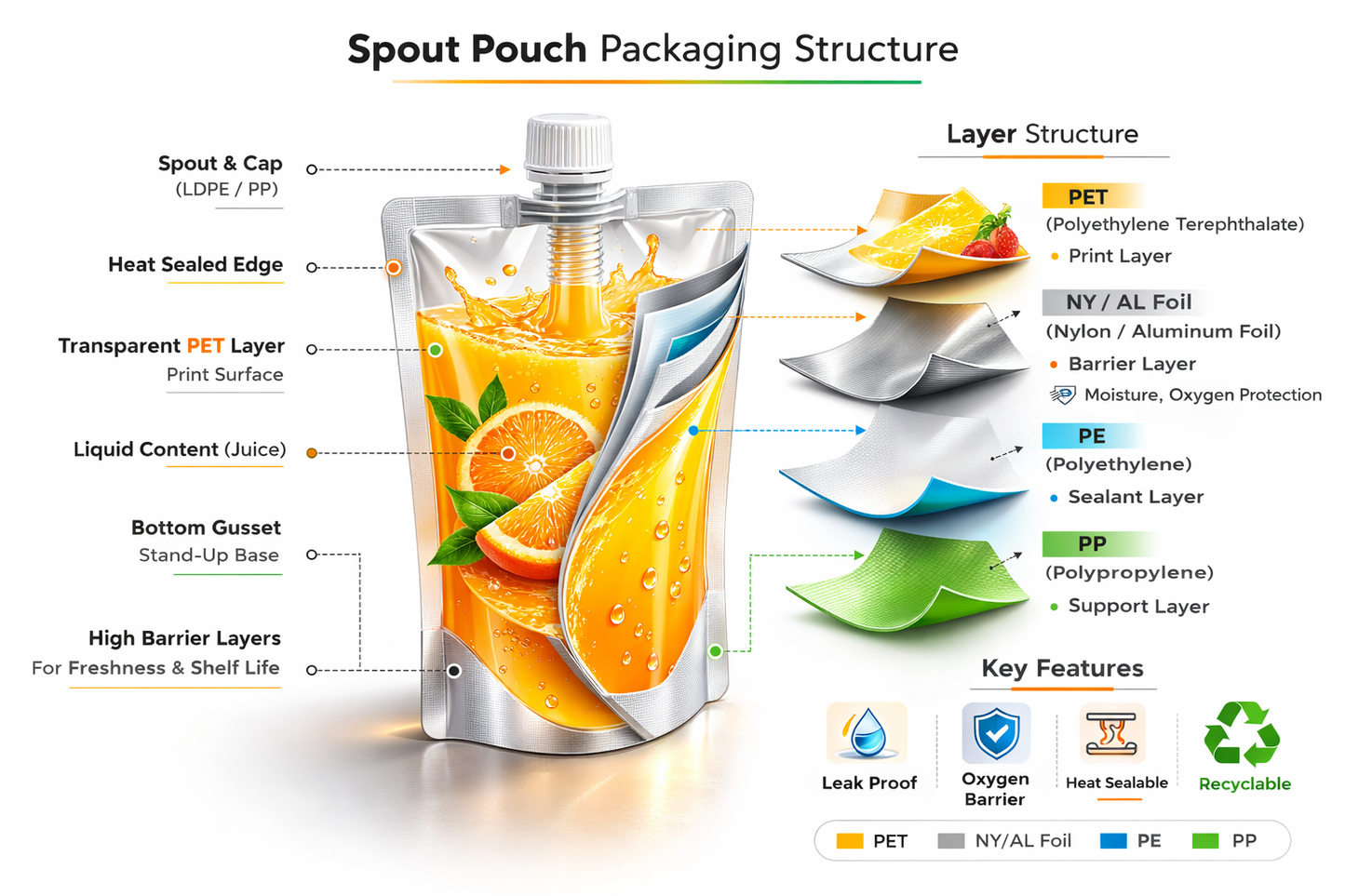 Custom Juice Pouch Packaging | Spout Pouches for Liquid