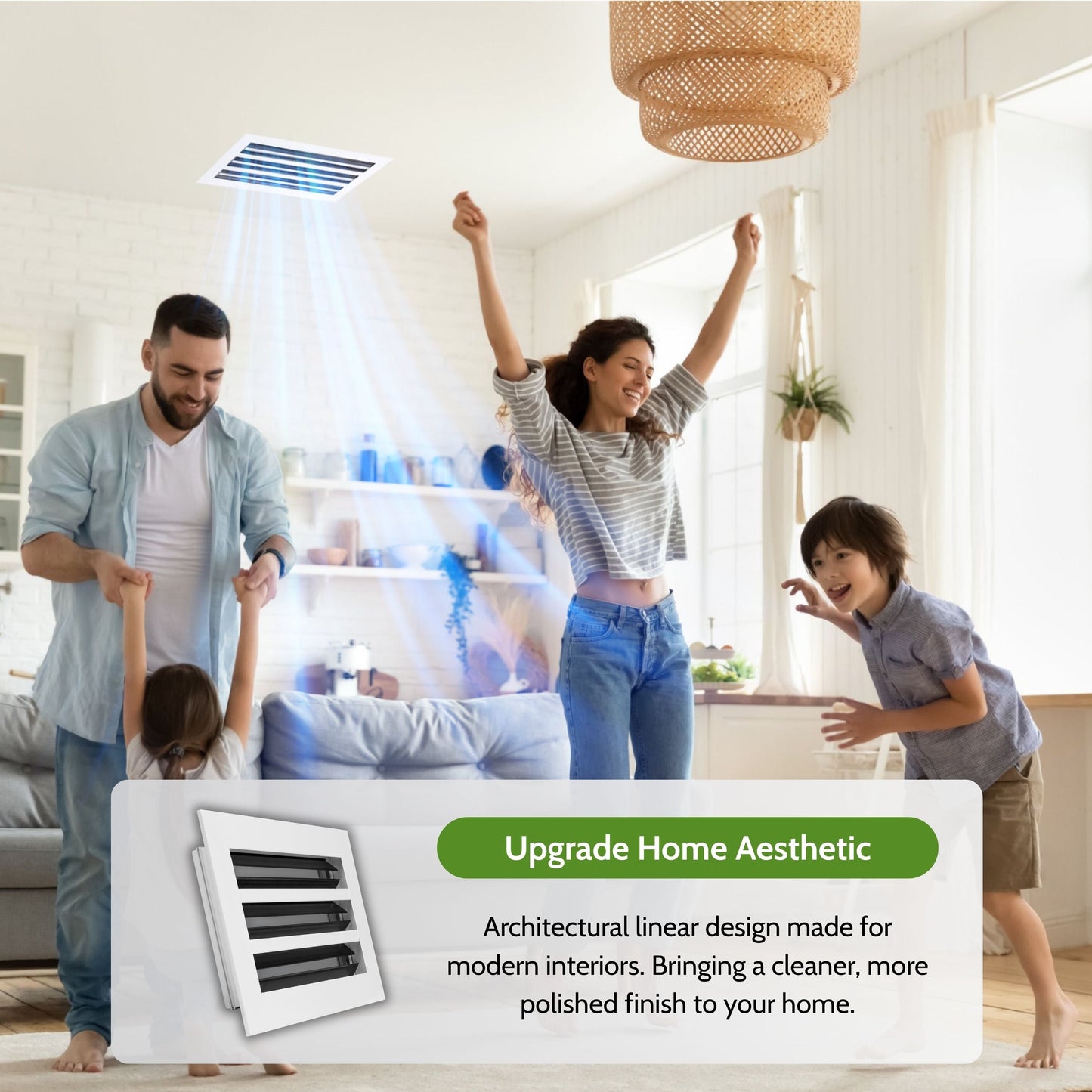 4x10 Air Vent Cover (Duct Opening) - White Aluminum Linear Slot Diffuser Type S