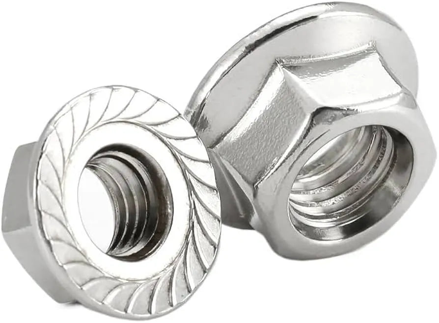 M8 1-1/4 Serrated Flange Nut Metric 18-8 SS-Stainless Steel-50 Pack