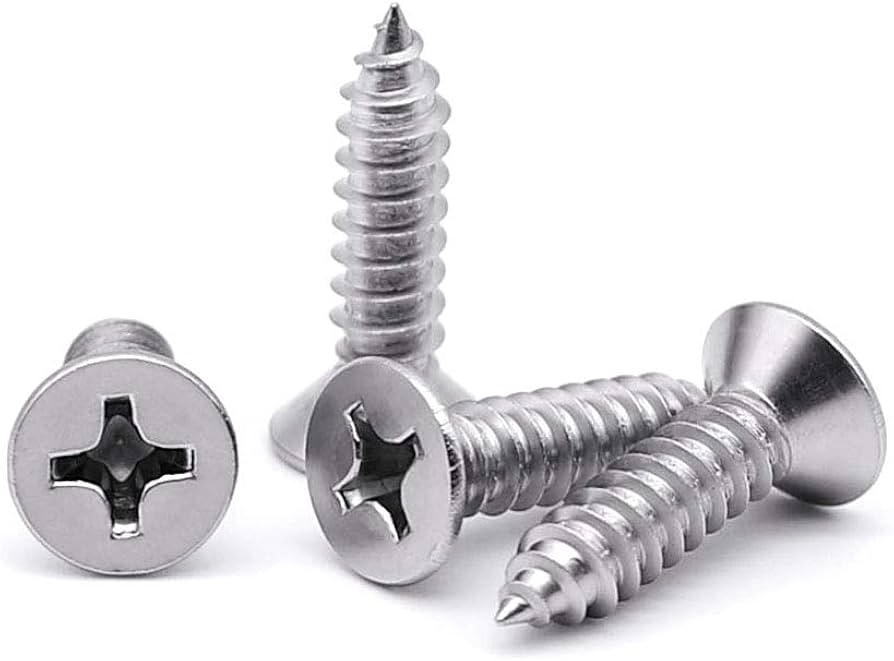 #10X1-1/2 Phillips Flat Head Type A SMS 18-8 SS-Sheet Metal Screws-100 Pack