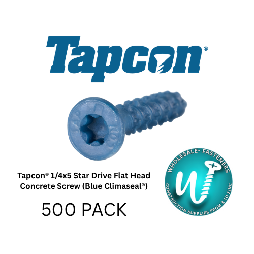 Tapcon® 1/4X5 Star Flat Head Concrete Screw(Blue Climaseal®)500 Pack