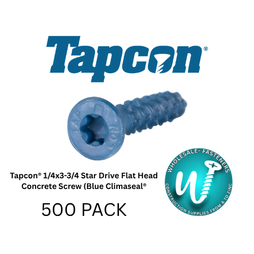 Tapcon® 1/4X3-3/4 Star Drive Flat Head Concrete Screw (Blue Climaseal®)-500 Pack