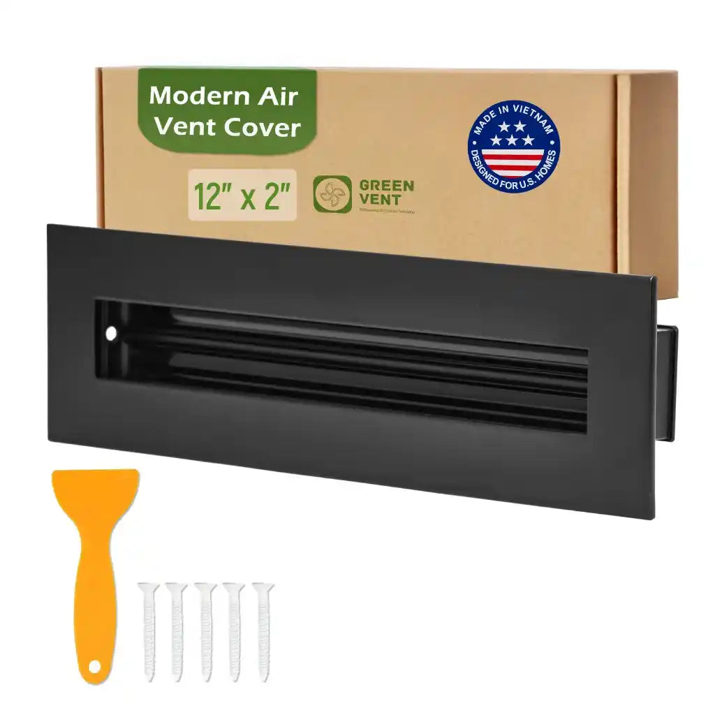 Aluminum Black Linear Slot Diffuser 12x2 (Duct Opening) - Modern Air Vent Cover