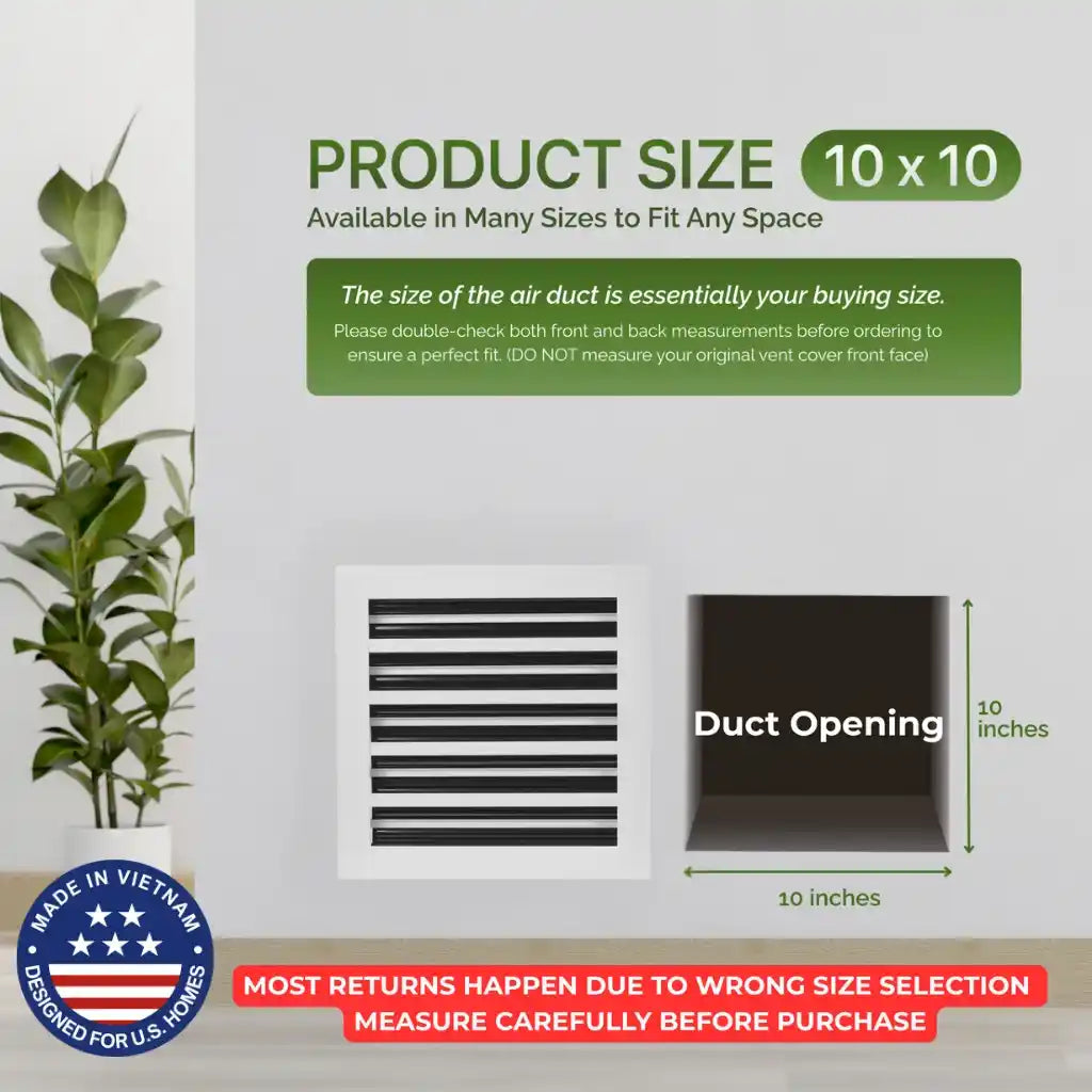 Aluminum White Linear Slot Diffuser 10x10 (Duct Opening)- Modern Air Vent Cover