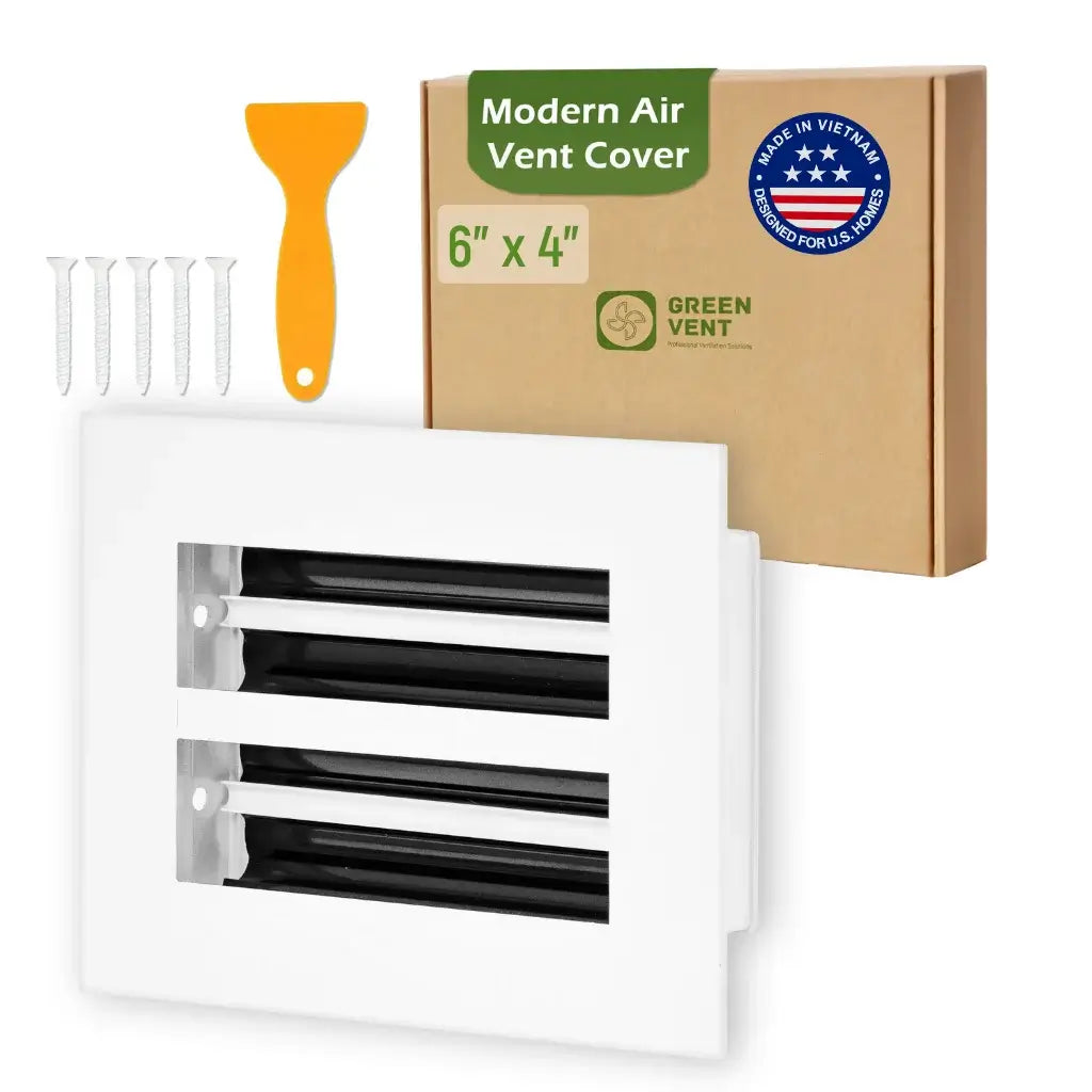 Aluminum White Linear Slot Diffuser 6x4 (Duct Opening)- Modern Air Vent Cover
