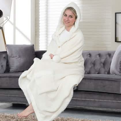 Jellie Cozy and Ultra Plush Sherpa Hoodie Throw