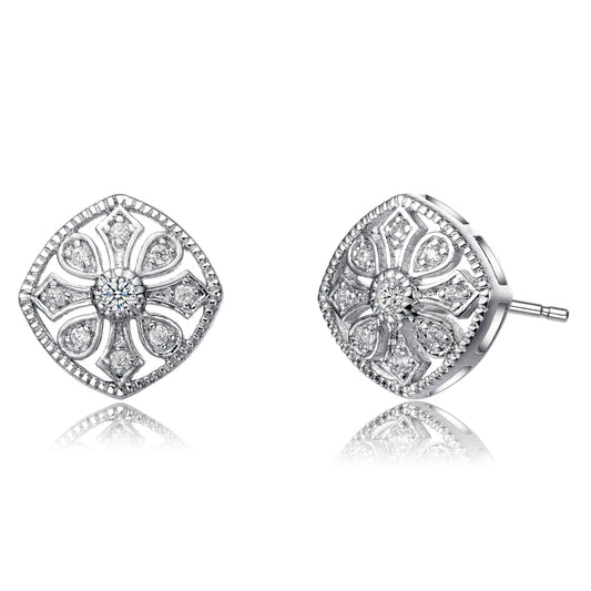 Cubic Zirconia Filigree Stud Earrings
