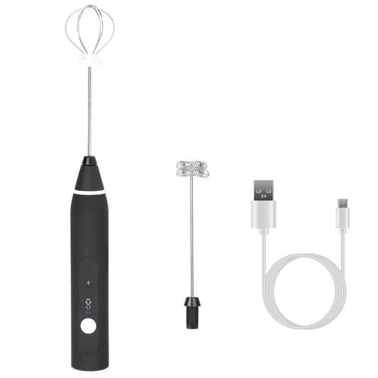 Electric Milk Frother with 2 Whisk Heads