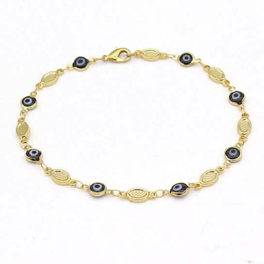 Evil Eye Anklet 10'' Blue High Polish
