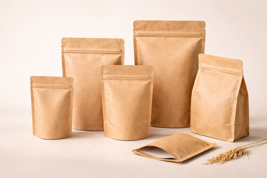 Custom Kraft Stand Up Pouches with Zipper | Food & Coffee
