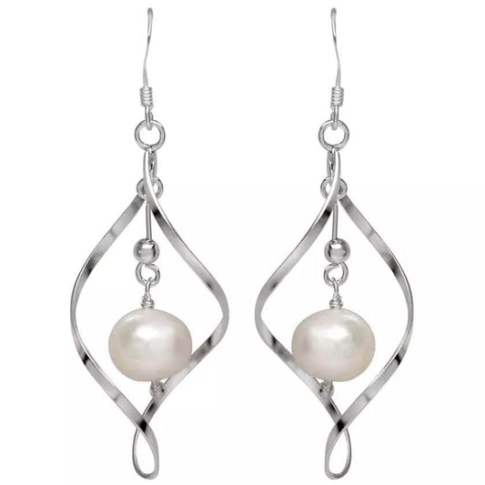 Freshwater Pearl Dangle Earrings in Sterling Silver