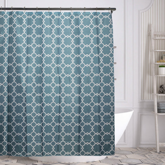 Geometric-Patterned Shower Curtain with Rings - Assorted Colors