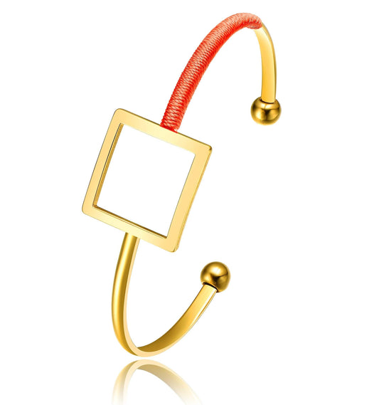 Gold Plated Cadmium Orange Thread Square Bangle