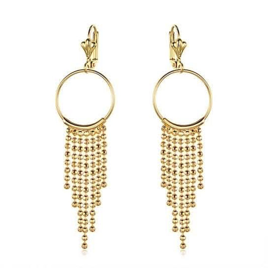 Gold Plated Chain Drop Hoop Earrings - Assorted Styles