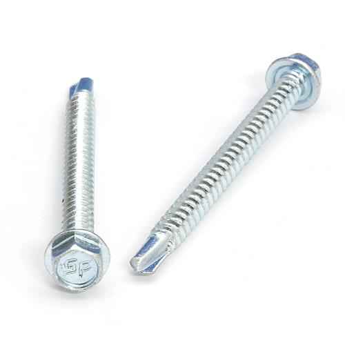 #12-14X2-1/2 Indented Hex Washer Head Self Drilling Screw #3 Point Zinc 1500 Pack