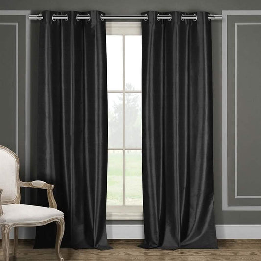 Heavy Faux-Silk Double-Layered Blackout Thermal Panel Pair - Assorted Colors