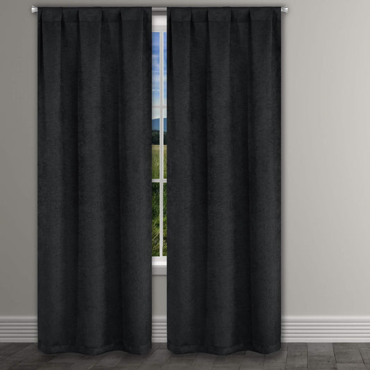 Heavy Suede Embossed Textured Blackout Thermal Window Curtain Pair Panel