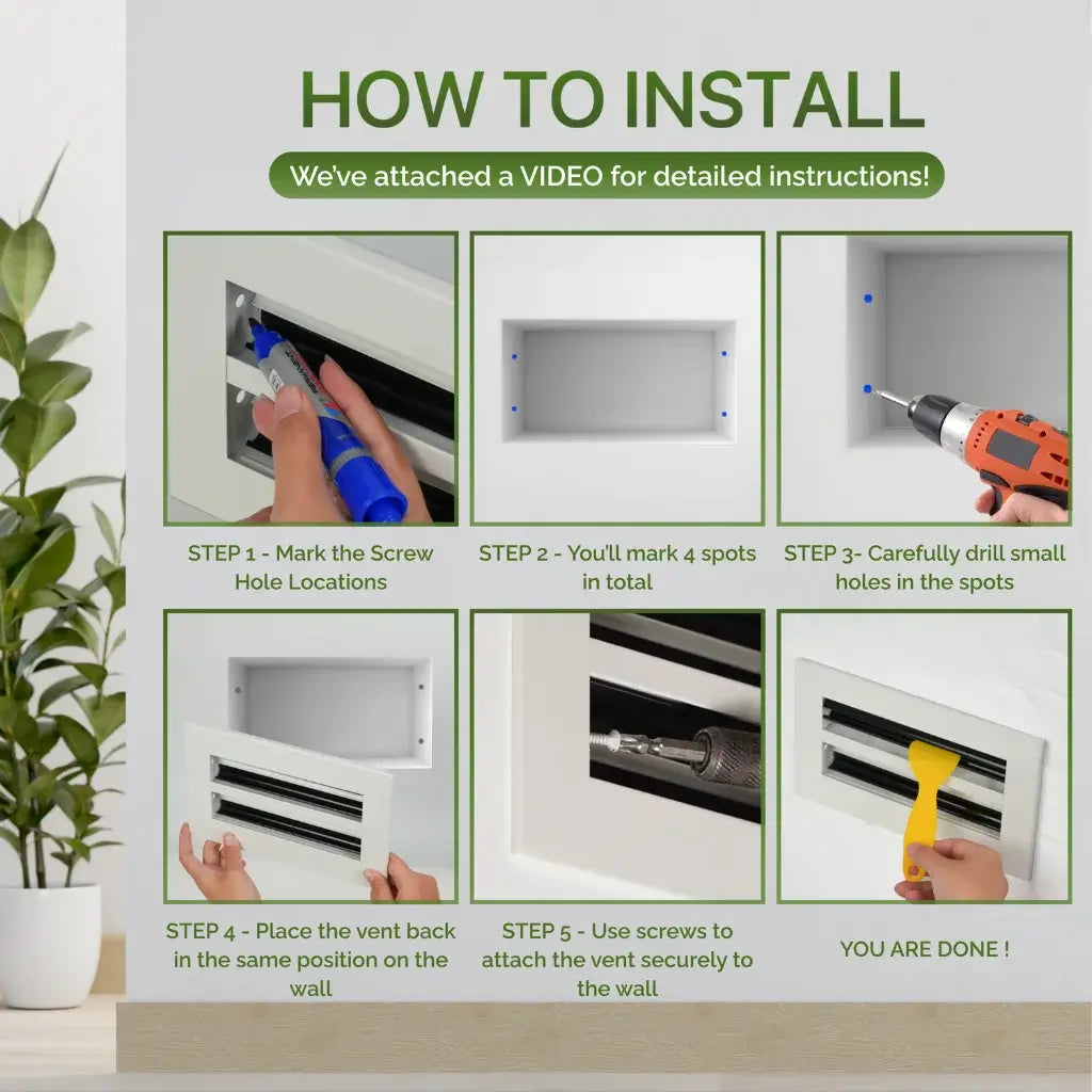 Aluminum White Linear Slot Diffuser 6x4 (Duct Opening)- Modern Air Vent Cover