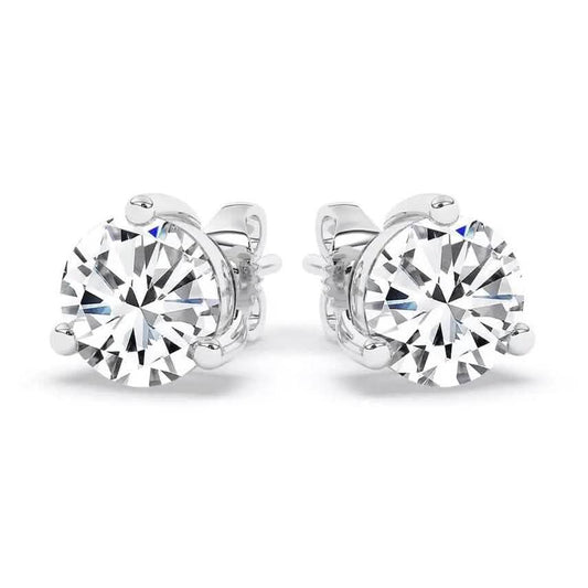 IGI, F/VS1, 3 CT Solitaire Lab-Grown Round Diamond Studs Earring 950 Platinum