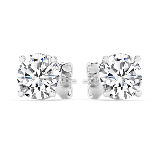 IGI, F/VS1, 4 CT Solitaire Lab-Grown Round Diamond Studs Earring, 950 Platinum