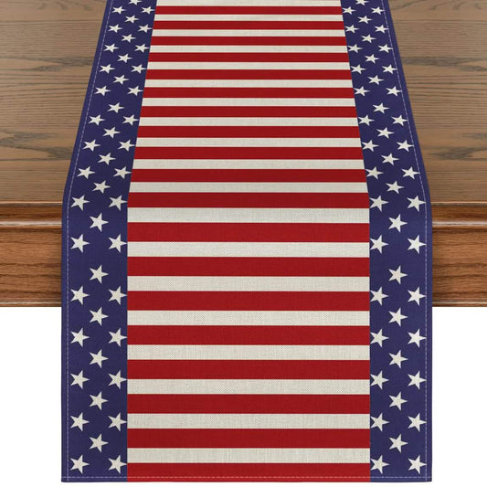 Independence Day Linen Burlap Table Bunting