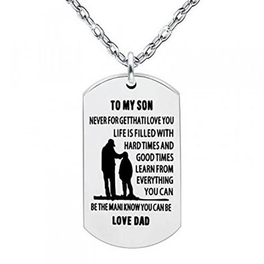 Inspirational Always Remember Son Pendant Necklace Dog Tag