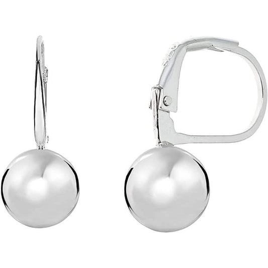 Italian Sterling Silver 6mm Leverback Ball Earrings