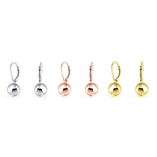 Italian Sterling Silver Leverback Ball Earrings