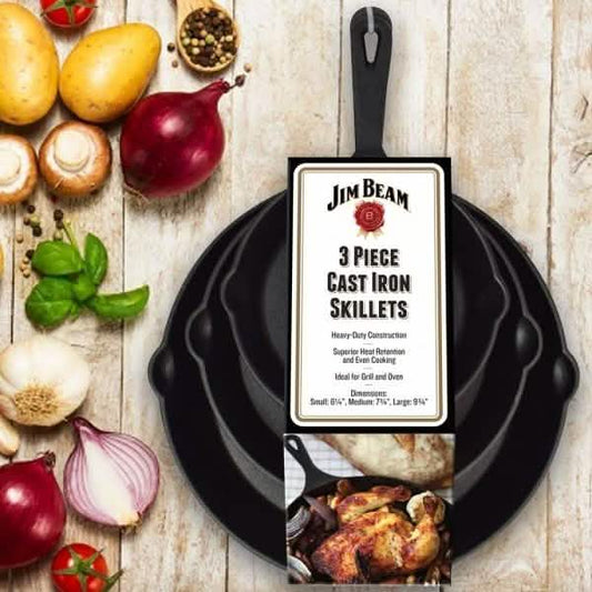 Jim Beam 3-Piece Cast Iron Skillets