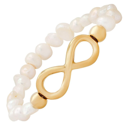 Ladies Freshwater Pearls and Infinity Charm Bracelet