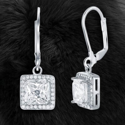 Leverback Elegance Princess Halo Drop Earring