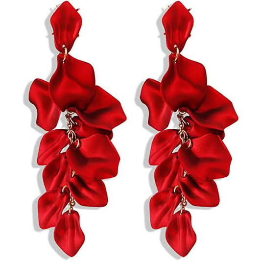 Long Acrylic Rose Petal Earrings
