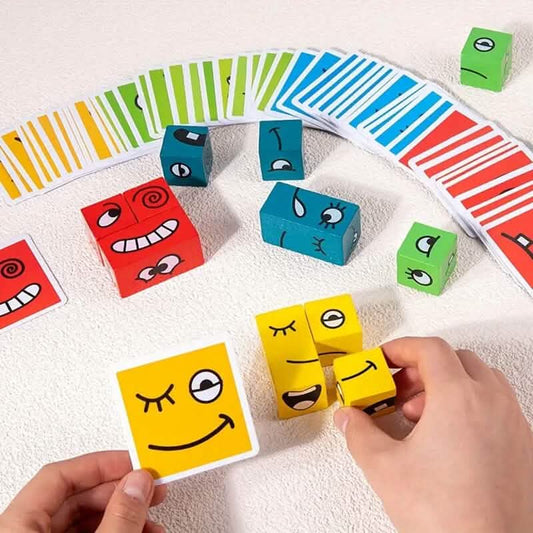Magic Face-Changing Wooden Cube Building Blocks Set