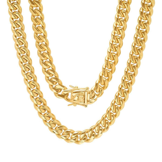 Men's 18K Gold Plated Stainless Steel 10MM Miami Cuban Chain