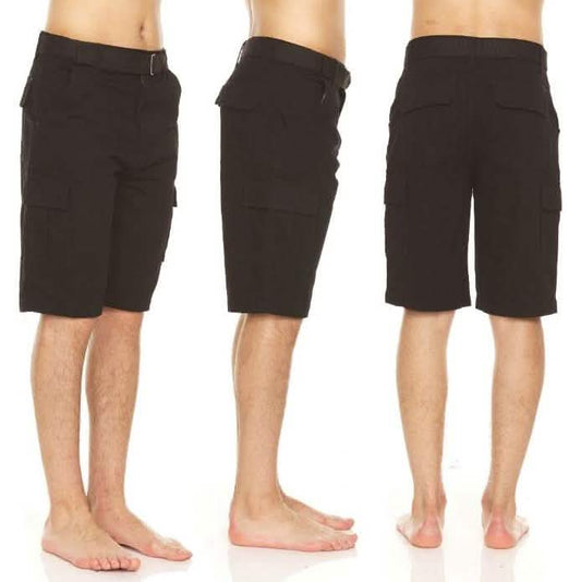 Men's Cotton Twill Belted Cargo Shorts
