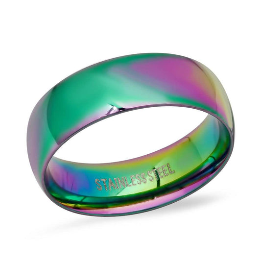 Men's Multi Colored IP Stainless Steel Ring Band