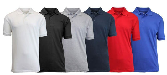 Men's Short-Sleeve Pique Polo Shirts - Assorted Colors and Sizes
