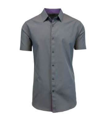 Men's Short-Sleeve Slim-Fit Shirt with Contrast Trim - Assorted Sizes