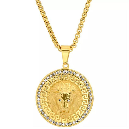 Men's Stainless Steel and 1.2 CTTW CZ Lion Head Pendant
