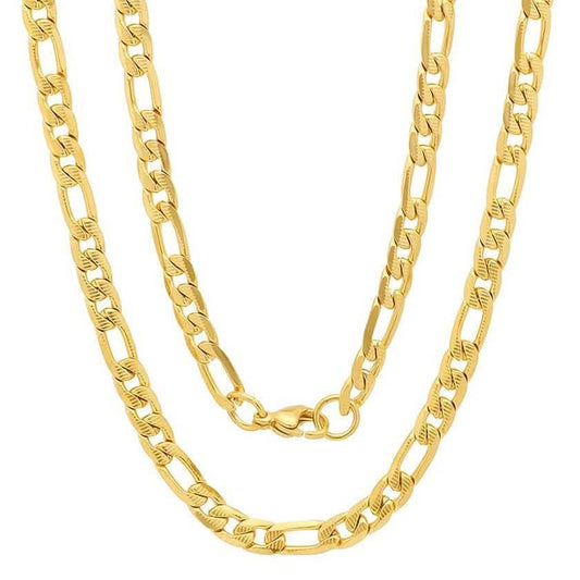Men's Stainless Steel Diamond Cut Figaro Necklace by Steeltime