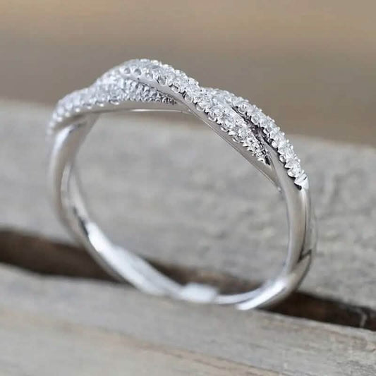 Minimalism 925 Silver Zirconia Twist Ring