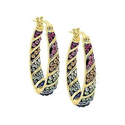Multi Color Graduated Crystal Inside Out Hoops