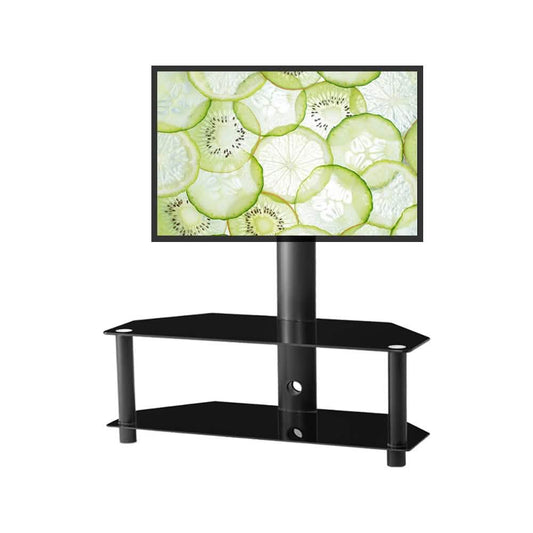 Multi-Function Angle and Height Adjustable Tempered Glass Metal Frame Floor TV Stand
